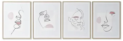 Produktbild von DKD Home Decor Scandinavian Face Painting – 45 x 2.5 x 60 cm – 4 Units