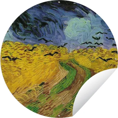 Produktbild von MuchoWow® Gartenposter Outdoor-Poster Rund Weizenfeld mit Krähen - Vincent van Gogh Ø 150 cm Gartendeko Rundes Poster draußen