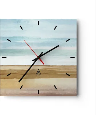 Produktbild von Wanduhr - Quadrat - Glasuhr - Abstraktion Gürtel Gold - 40x40cm - Schleichendes Uhrwerk - Lautlos - zum Aufhängen bereit - Dekoration Modern - Wanddekoration aus Glas - C3AC40x40-4263