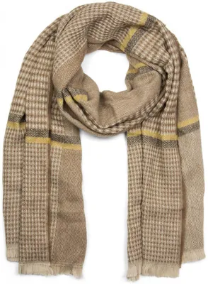 Image de styleBREAKER Large écharpe XXL avec motif à carreaux à chevrons, bandes décoratives et franges, écharpe tricotée, unie 01017027