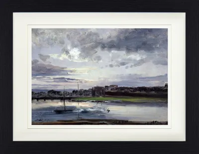 Produktbild von Johan Christian Dahl Gerahmtes Bild Mit Edlem Passepartout | Wand-Bilder | Im Bilderrahmen - Die Elbe Und Dresden-Neustadt Im Abendlicht, 1837 (30 x 40 cm)