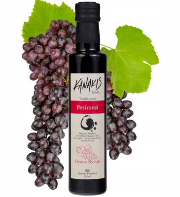 Zdjęcie produktu dla Kanakis | Melasa winogronowa - 250 ML - Intensywny słodki smak - Elegancka ciemna butelka - Naturalny słodzik