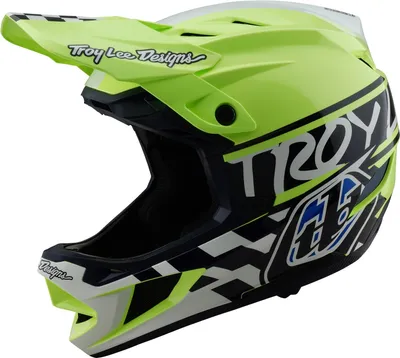 Image de Casque Troy Lee Designs D4 Polyacrylite MIPS, Fifty-50, navy/ glo yellow, L | 58-59cm