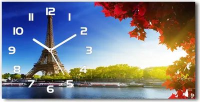 Produktbild von Wanduhr aus Glas – 60x30 cm - Glasbild - Glasuhr - Gehärtetes Glas - weisse-zeiger - Eiffelturm Paris