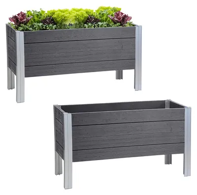 Produktbild von Hochbeet 98 x 40 x 59 cm 100 Liter Holzoptik robust witterungsbeständig grau