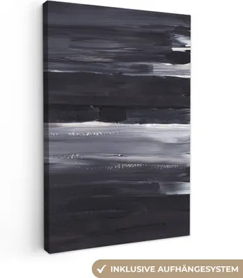 Produktbild von MuchoWow® - Leinwandbilder - Farbe - Abstrakt - Schwarz, Wandbild, Wanddeko Bilder Wohnzimmer, 80x120 cm