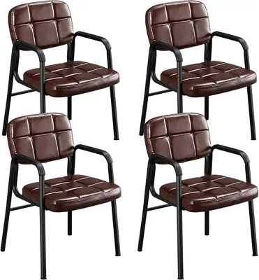 Imagen del producto de Silecomplaza: Juego de 4 sillas para comedor, sillas para cocina con reposabrazos, color marrón