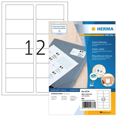 Produktbild von HERMA 10776 - Gestanztes Etikett - 8,89 cm - 4,66 cm - 12 Stück(e)