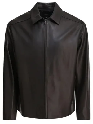Image de Vince blouson homme en cuir noir à fermeture zippée - S