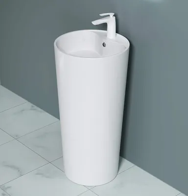 Produktbild von doporro freistehendes Standwaschbecken BTH: 45x45x90cm weiß aus Mineralguss Waschtisch Waschplatz Standsäule Colossum35