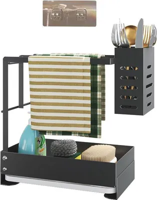 Immagine prodotto di Organizzatore per lavello da cucina Famanu con lavello pieghevole in acciaio inossidabile - colore nero