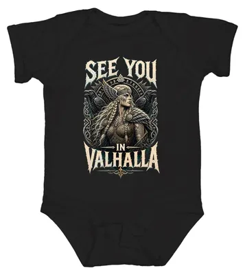 Obrázok produktu pre Vidíme sa v Valhalle. Viking, bojovníčka, Valkýra, Odin. Nórska mytológia. Detajné body, čierna farba, veľkosť 0/3