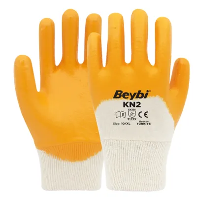 Immagine prodotto di Beybi | 12 paia di guanti da lavoro - cotone, 3/4 rivestiti in nitrile