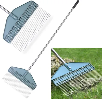 Produktbild von Gartenharke 43 cm, Edelstahl Stiel 168 cm, für Rasen