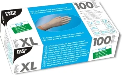 Image de 100 gants, vinyle poudré transparent taille XL