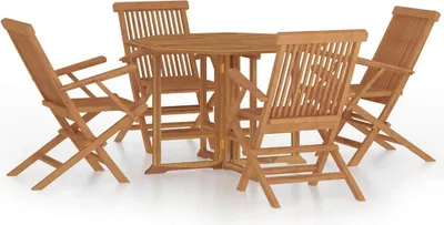Produktbild von vidaXL 5-tlg. Garten-Essgruppe Klappbar Massivholz Teak