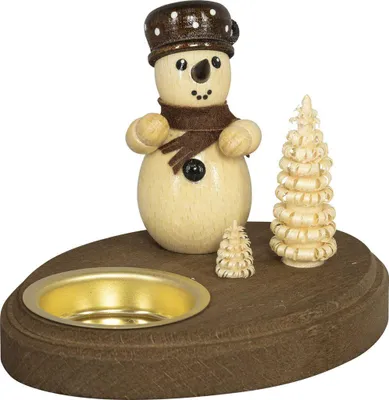 Produktbild von Teelichthalter Schneemann natur BxHxT 12x9x9cm NEU