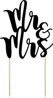 Image de Cake Topper Mr & Mrs / Mariage 25.5cm, noir