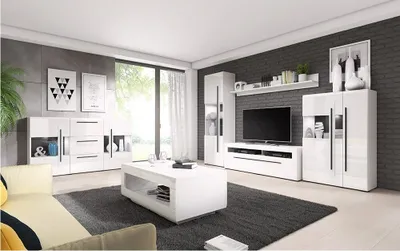 Image de Étagère murale design 160 cm coloris blanc mat et blanc brillant – Collection BREDA