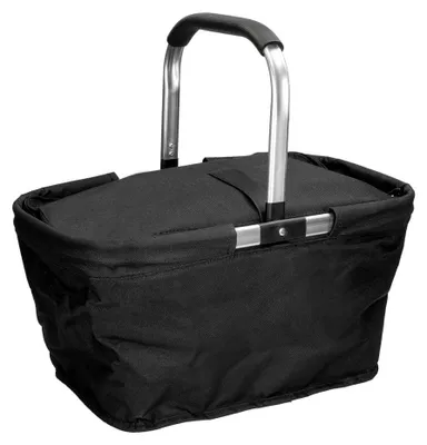Produktbild von Isolierkorb Schwarz 48x27,5x23 cm, faltbar, isolierend, mit Reißverschlussfach, einrollbarem Deckel und EVA-Griff