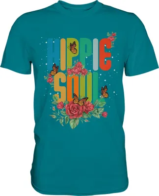 Produktbild von Frauen Hippie Schmetterling T-Shirt – Diva Blue / M