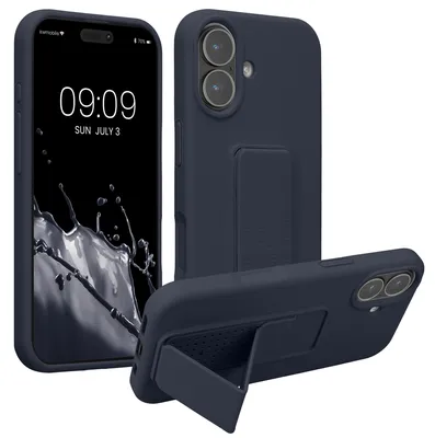 Produktbild von kwmobile Handyhülle für Apple iPhone 17 Hülle - TPU Silikon Case mit Fingerhalter und Stand - Schutzhülle Cover in Heidelbeerblau