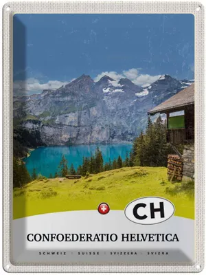 Produktbild von vianmo Blechschild 40x30 cm Confoederatio HelveticaNatur Bildmotiv Reisemotiv Abenteuer Reisen Urlaub