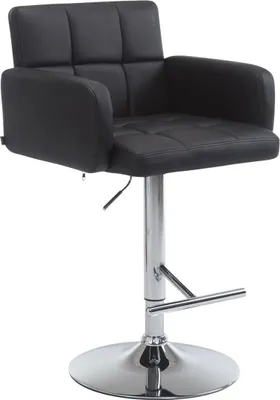 Produktbild von Barhocker SUTUN - Kunstleder Schwarz 60x56x93 cm Silber | Barstuhl Höhenverstellbar Mit Lehne Drehbar Tresenhocker Tresenstuhl Kneipenhocker