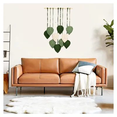 Produktbild von Makramee Wandbehang Boho Deko, Tapisserie Wanddeko, Blätter Wandteppich, Gewebte Blattquasten, Für Outdoor, Wohnzimmer, Schlafzimmer, Indoor