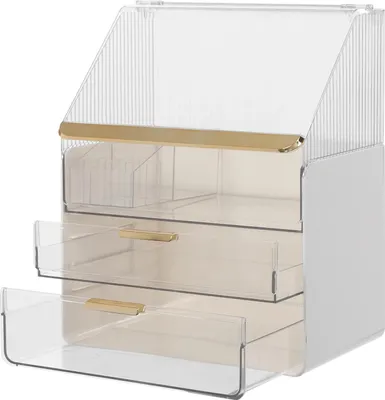 Immagine prodotto di Organizer per trucchi, 2 cassetti, estetica moderna, bianco
