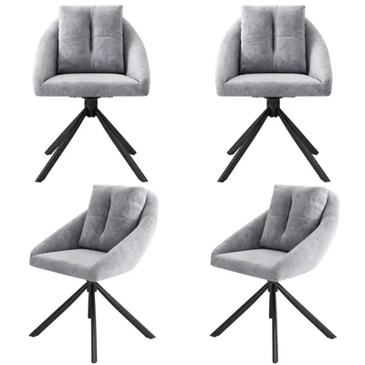 Image de SWeiko Chaise de salle à manger en velours Chaise rembourrée Chaise pivotante,tissu en velours respirant,design ergonomique,4 pcs,Gris