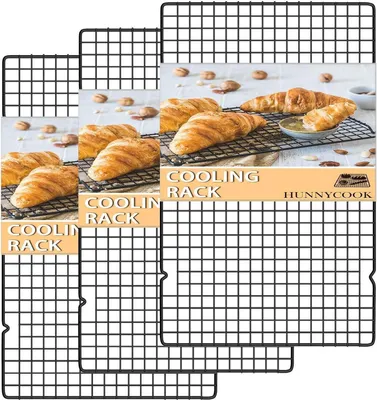 Zdjęcie produktu dla Zestaw rusztów chłodzących ze stali nierdzewnej, prostokątny 40,2 cm * 25 cm, czarny, 3 szt