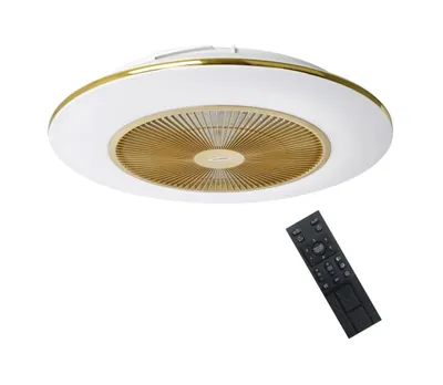 Produktbild von Brilagi - Dimmbare LED-Leuchte mit Ventilator AURA LED/38W/230V 3000-6000K golden + Fernbedienung