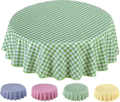 Zdjęcie produktu dla Obrus, zmywalny, łatwy w pielęgnacji, 160 cm, w kratkę, niebiesko-szary