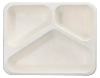 Produktbild von Siegelschalen Zuckerrohr, PLA beschichtet 3-geteilt 1000 ml 4,9 cm x 22,7 cm x 17,8 cm