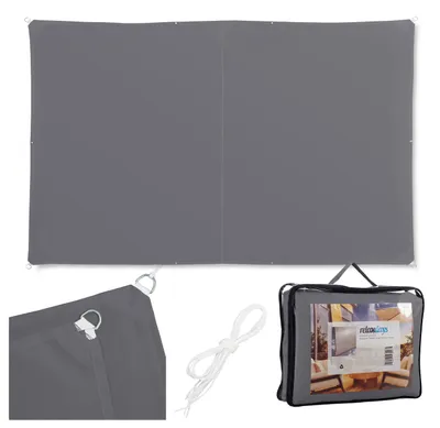 Produktbild von Relaxdays Sonnensegel, 4x6 m, Polyester, wasserdicht, Segeltuch Ösen & Spannseile, Sonnentuch rechteckig, dunkelgrau