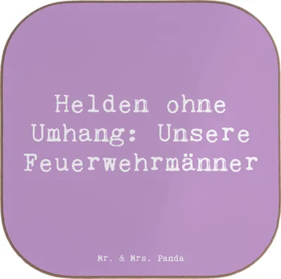 Produktbild von Mr. & Mrs. Panda Untersetzer Tasse Spruch Feuerwehrmann Helden - Lavendeltraum - Geschenk, unsere Feuerwehrmänner, Anerkennung, Tischschoner, unvergesslich, Hingabe