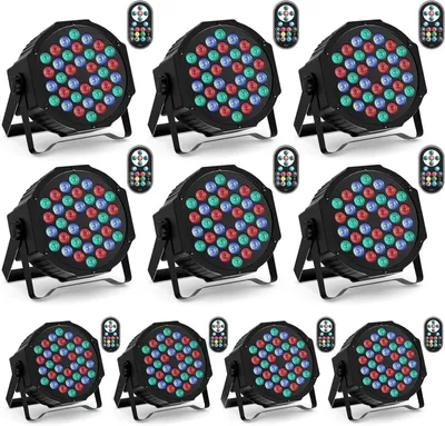 Obrázek produktu pro LED reflektory – LED par reflektory – RGB osvětlení pódia – DJ osvětlení – Diskotékové lampy – Sada 10 kusů