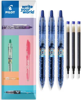 Productafbeelding van Pilot B2P Gel Roller ball pen - Begreen Range - 89% gerecycled - Blauwe Inkt - Pack pennen + navulinkt