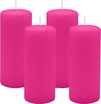 Produktbild von 4er Set Adventskranzkerzen Fuchsia Pink Ø 50 x 120 mm