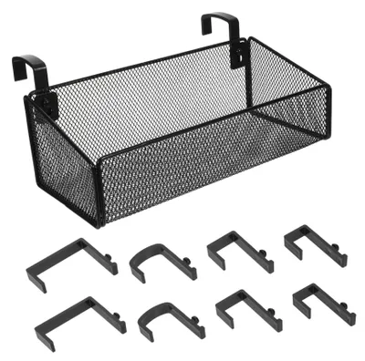 Produktbild von Hängender Metallkorb zur Aufbewahrung für Betten, Schlafzimmer und Büros, platzsparendes Hängeregal, schwarzes Regal für Etagenbetten, Drahtkorb zur Aufbewahrung von Küchenutensilien.