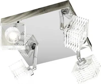 Produktbild von Toplight Metropolitan 4-flammige Deckenleuchte mit G9-Fassung, Chromstruktur und bearbeitetem Glas, modernes Design 25x25x15cm