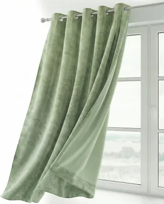 Produktbild von Samt Vorhang Ösen Gardine Velvet blickdicht abdunkelnd, Größe und Farbe wählbar,140x245cm,Hellgrün