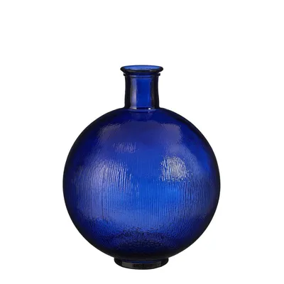 Produktbild von Mica Decorations Firenza Glasflasche - H42 x Ø34 cm - Recyceltes Glas - Dunkelblau