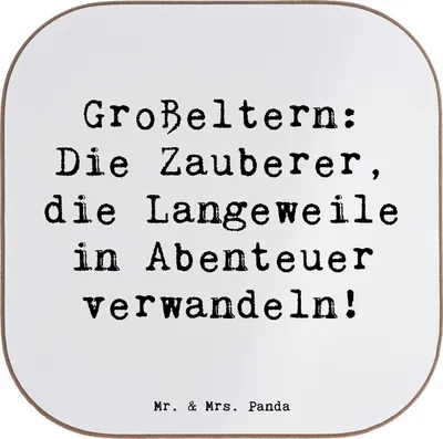 Produktbild von Mr. & Mrs. Panda Tassen Untersetzer Spruch Großeltern Zauberer - Weiß - Geschenk, Generationen, Weisheit, für Gläser, Tischuntersetzer, Familienleben, Geschichten