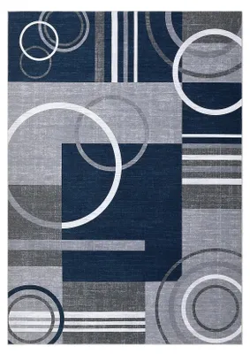 Image de Tapis, motif géométrique, antidérapant, bleu foncé, 120x170 cm