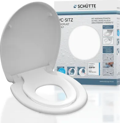 Obrázek produktu pro WC sedátko SCHÜTTE FAMILY WHITE s dětským sedátkem, WC sedátko z duroplastu s mechanismem měkkého zavírání a rychloupínáním