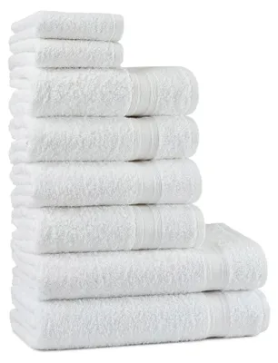 Produktbild von Set von 8 Weißen Handtüchern aus 100% Baumwolle, Weich und Saugfähig