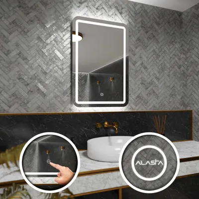 Produktbild von Badspiegel mit LED Beleuchtung und Touch-Schalter - Madrid - 50 cm, 90 cm