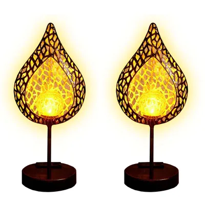 Produktbild von 2x Solar Metall Tischleuchte Tischlampe Balkon Garten Tisch Leuchte Lampe Solarleuchte Solarlampe